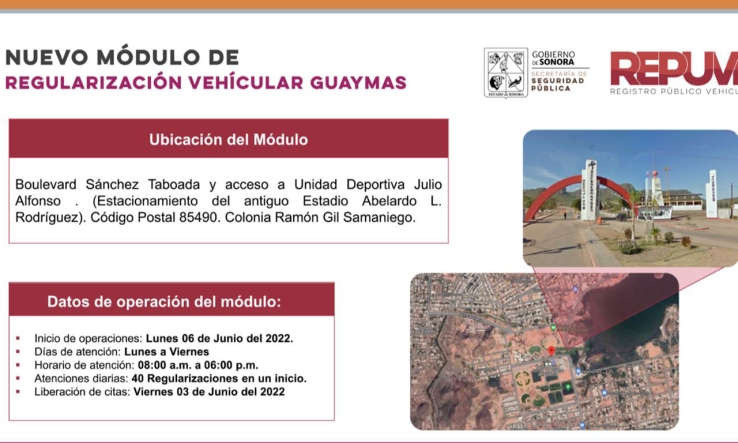     EN GUAYMAS  Instalarán módulo de Repuve